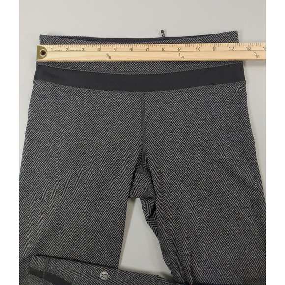 Lululemon Inspire Crop II Leggings Womens 4 Black Herringbone Running Athleisure - Picture 9 of 13
